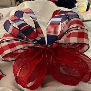 Patriotic Red and Blue Plaid Holiday Bow